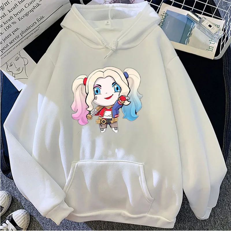 

Women's hooded cartoon printed sweater Harajuku winter casual retro K-pop Pullover oversized kangaroo pocket women's Sweatshirt