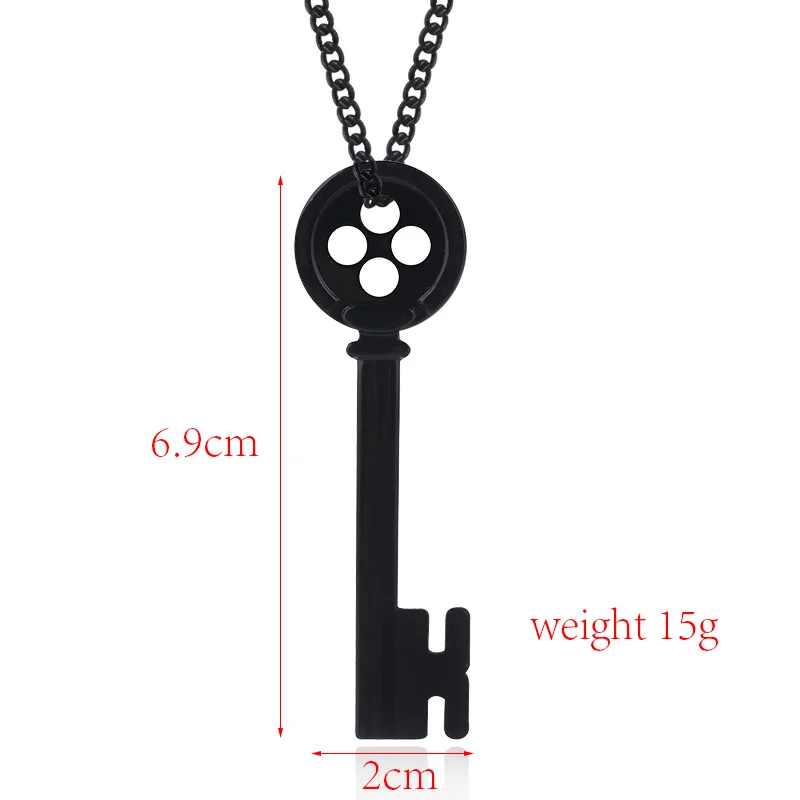 Horror Movie Coraline Necklace Cartoon Black Button Key Skull Collar Necklace Dragonfly Hairpin For Women Jewelry Gift images - 6