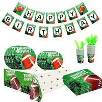 football party supplies game day decorations suit pe convenient tablecloth party paper 1pcs football plates cups rugby theme