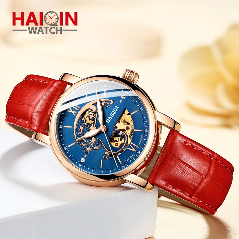 HAIQIN автоматические женские часы лучший бренд класса люкс Женские Механические