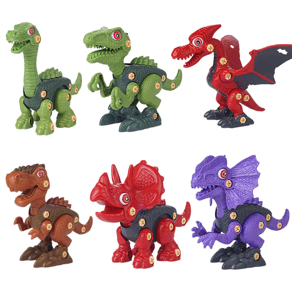 

6x Dinosaur Toys DIY Birthday Gifts Construction Building Toys with Electric Drill for Children