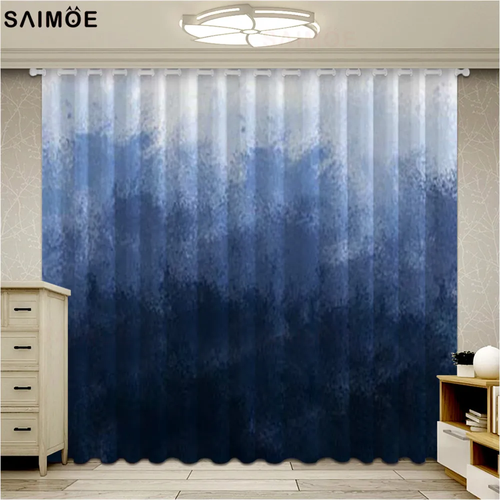 

Gradient Blue Mountain Scenic Modern Minimalist Printed Blackout Curtains Drapes Curtains For Living Room Kitchen Bedroom Micro