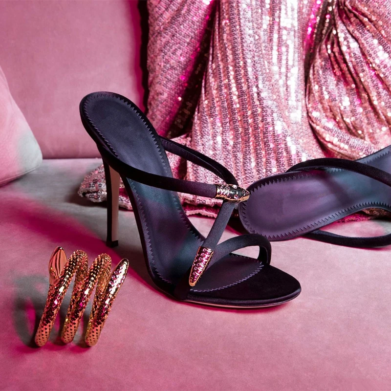 Женские туфли на высоком каблуке с острым носком без застежки|Тапочки| |