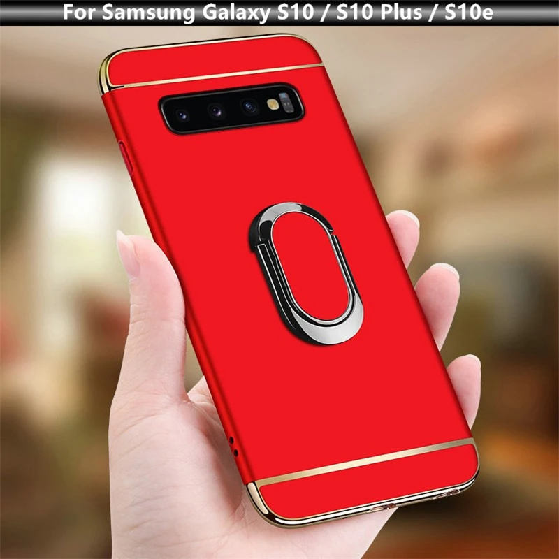 Магнитный чехол с кольцом для пальца Samsung Galaxy S10 Plus S10e роскошный Ультратонкий