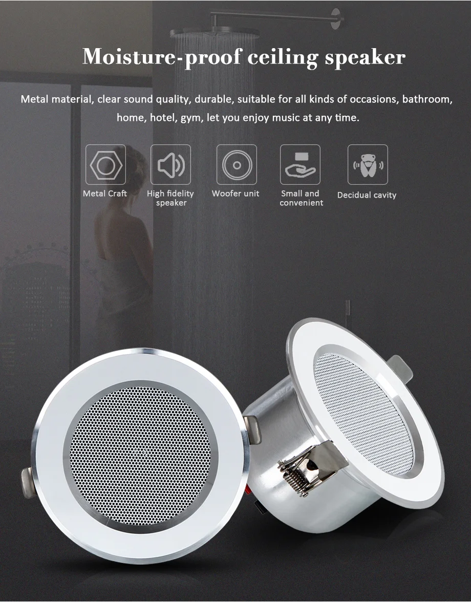 Портативные bluetooth-динамики водозащитный потолочный динамик bluetooth в настенный усилитель для фон для ванной музыкальная система с USB