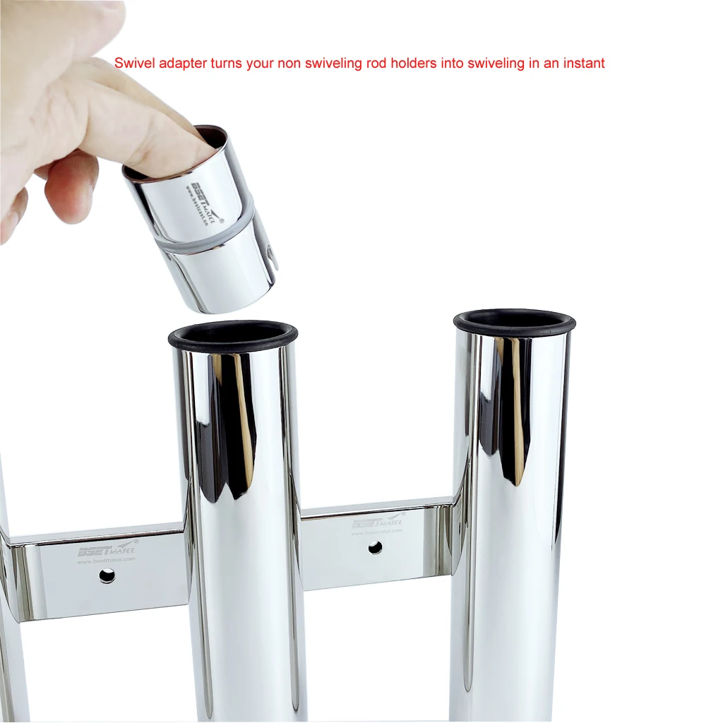 

2X Marine Grade 316 Stainless Steel Drop-In Swivel Gunnel Rod Holder Insert Rod Holder Adapter Fishing Rod Support Accessories