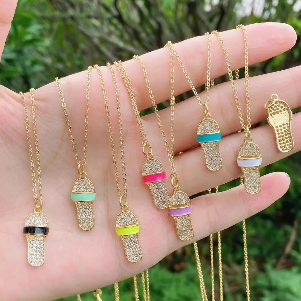 

5 шт., женские разноцветные эмалированные тапочки с цирконом