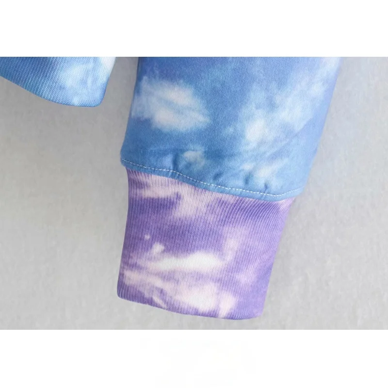 

Women Fashion Tie Dye Print Loose Sweatshirts Vintage O Neck Long Sleeve Female Pullovers Chic Tops