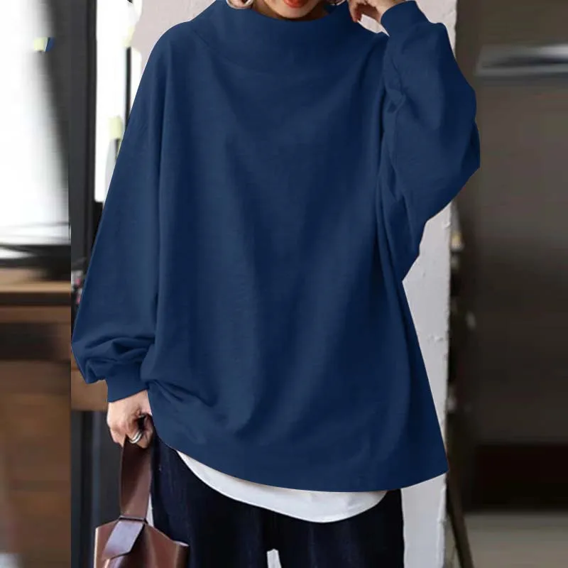 

Plus Size Sweatshirt Women Fashion Clothes Turtleneck Sweatshirts 2021 Autumn Solid Casual Long Sleeve Pullover Female Tops P536