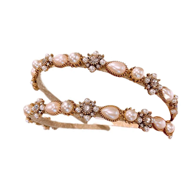 

Baroque Style Headband For Women Retro Resin Pearl Noble Hair Accessories Female Fine Hairband Luxurious Elegant Palace Style
