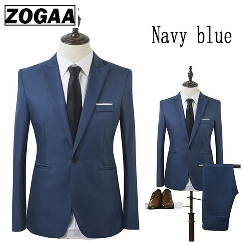 Мужской деловой костюм из 2 предметов приталенный с брюками и для свадьбы