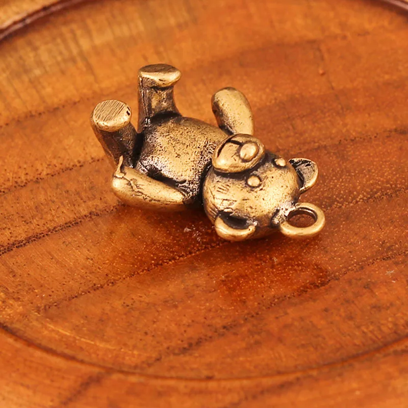 Медный кулон в виде мультяшного медведя ручной работы металлическая латунная игрушка животных мужской
