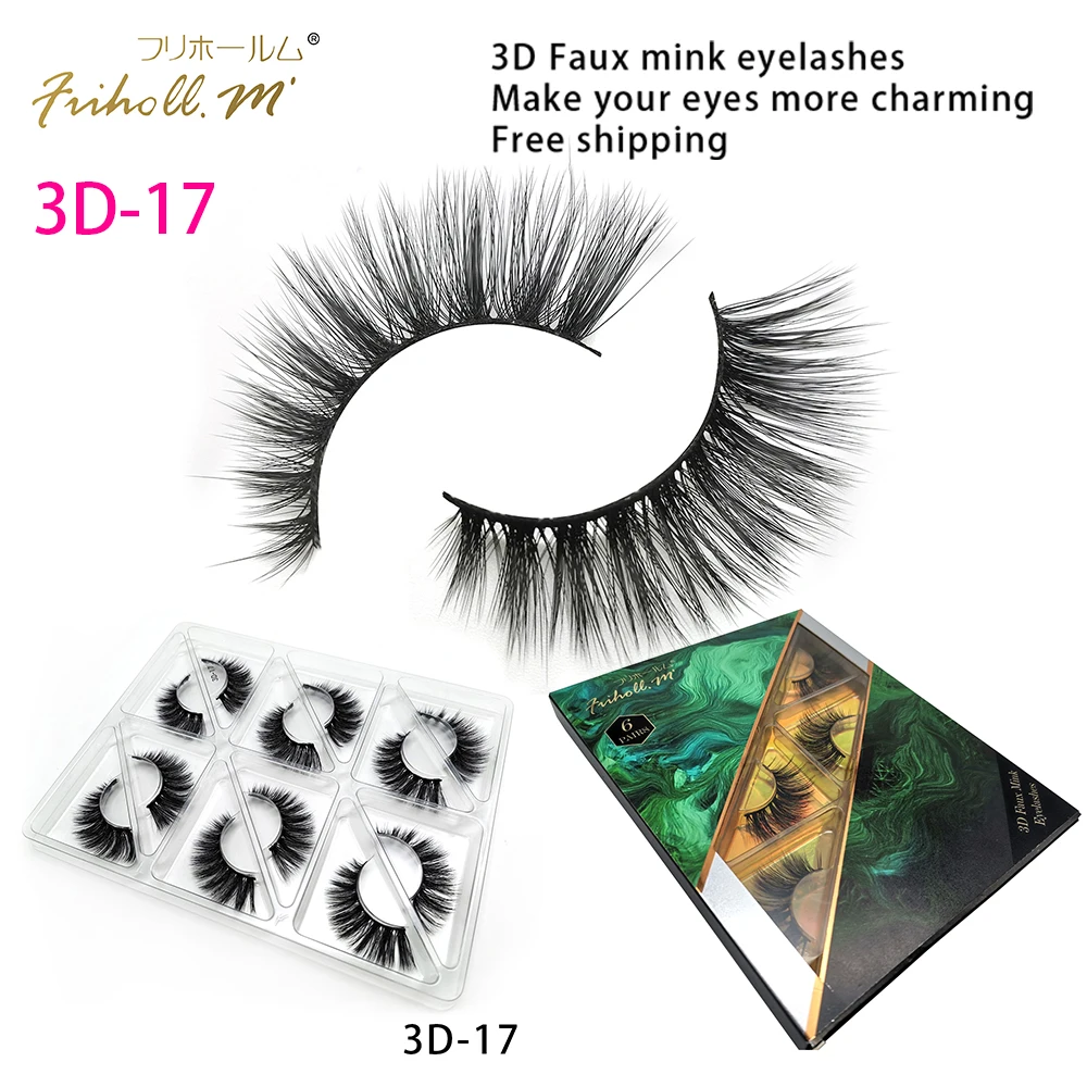 3D-17 Friholl. m шелковые ресницы, 6 пар, натуральные норковые 3d накладные ресницы для наращивания, личная этикетка, 3d синтетические шелковые ресницы - Цвет: 3D-17
