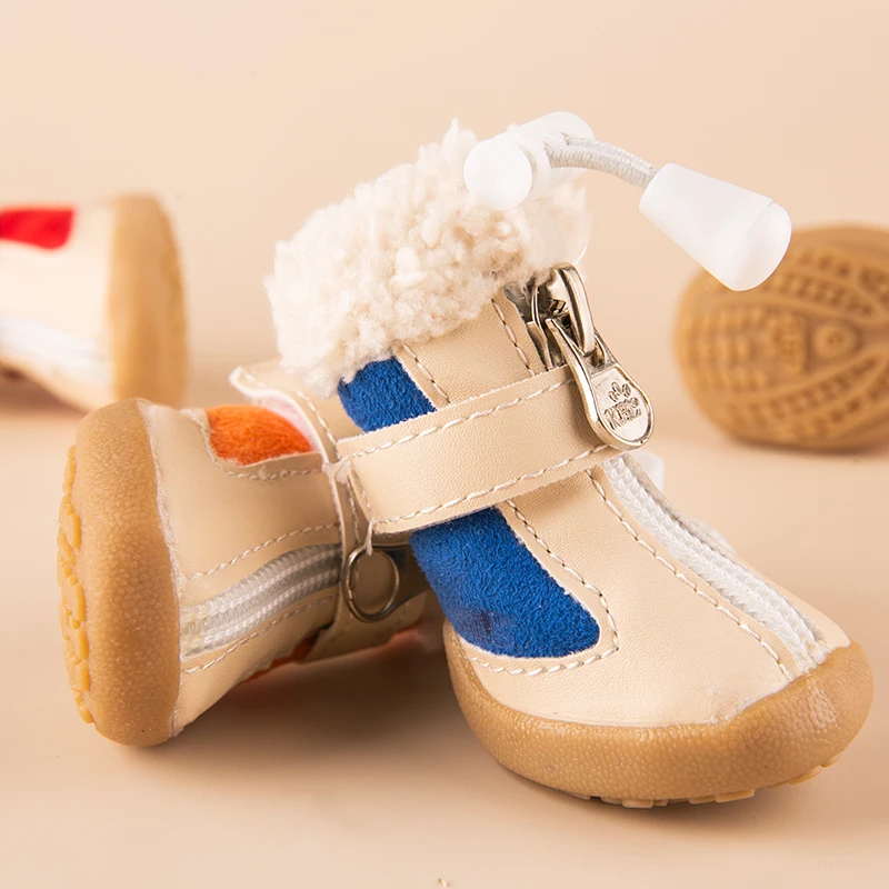 

4pcs/set Elastic Winter Pet Dog Shoes Anti-slip Velvet Thickening Warmer Small Comfort Boots Puppy Animal Chihuahua Yorkshire