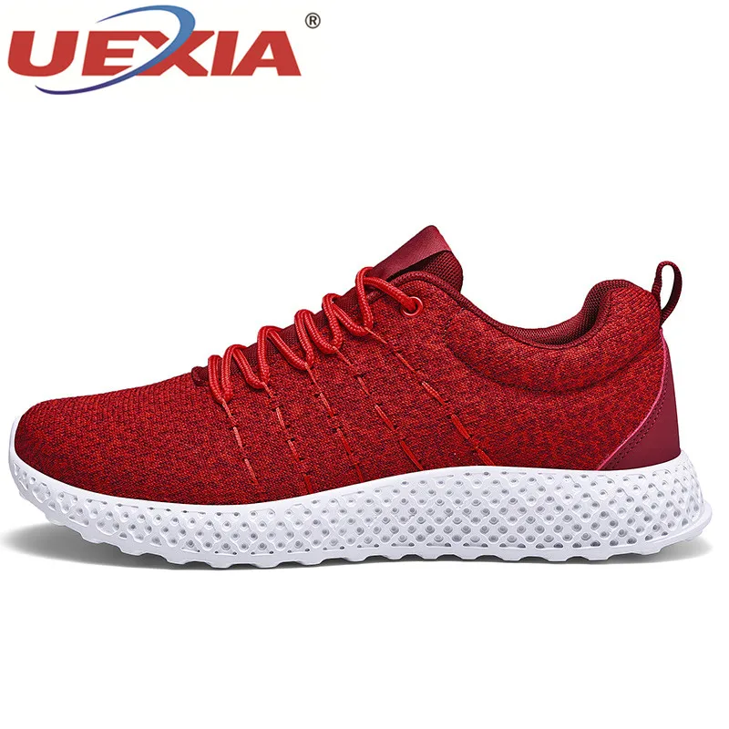 red 0505 UEXIA/кроссовки; Повседневная обувь; Мужская прогулочная Обувь На Шнуровке; сезон весна-осень; модная дышащая удобная мужская обувь; zapatos hombre - Цвет: red 0505
