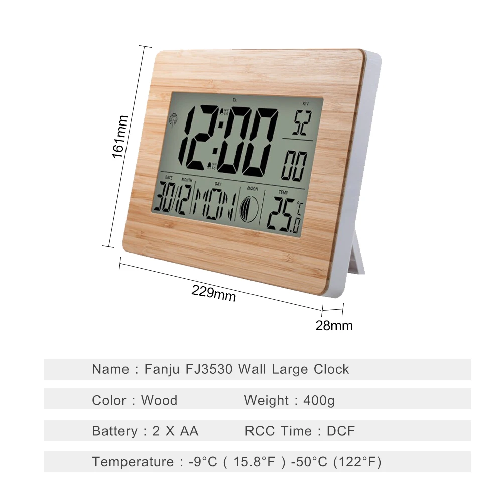 

Alarm Clock LCD Digital Calendar Alarm Day Clock Dual Alarm Color Multifunction Temperature Table Clocks with Thermometer