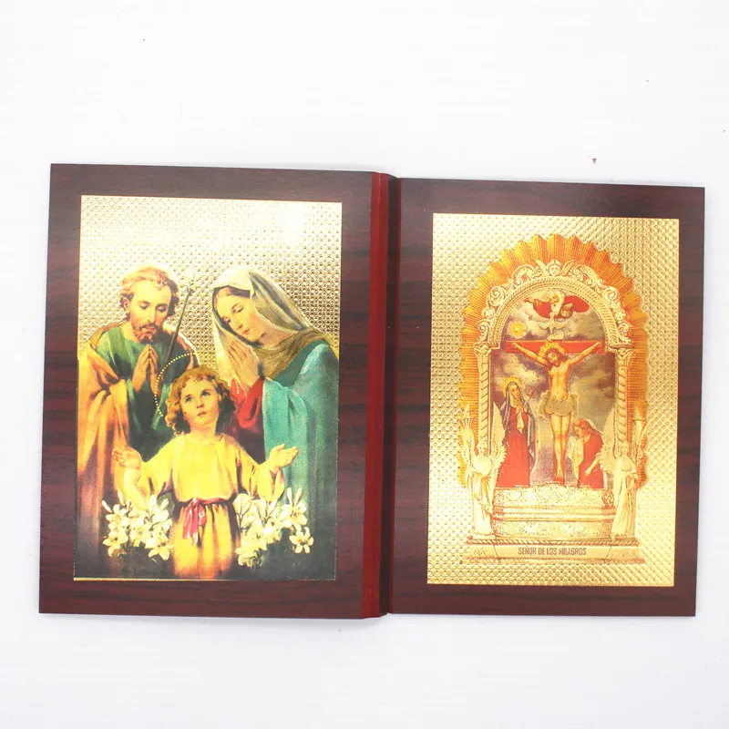 Иконка Иисуса деревянная поделка фигурки Девы Марии религиозный подарок книга