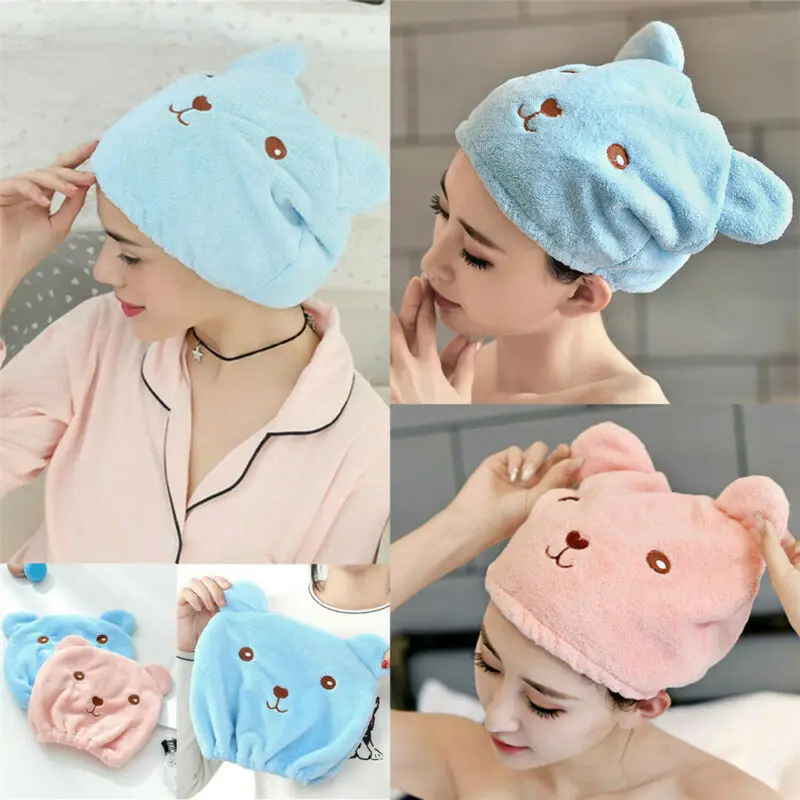 

1PC Lovely Cat Hair Drying Cap Towel Microfiber Quickly Dry Hair Shower Hat Wrapped Towels Bathing Cap Bathroom Accessories