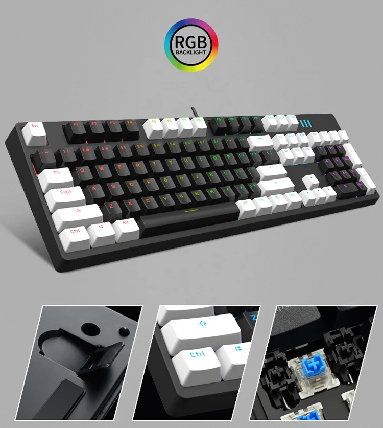 Новая эргономичная проводная USB Механическая игровая клавиатура FL-Esport MKa104s с