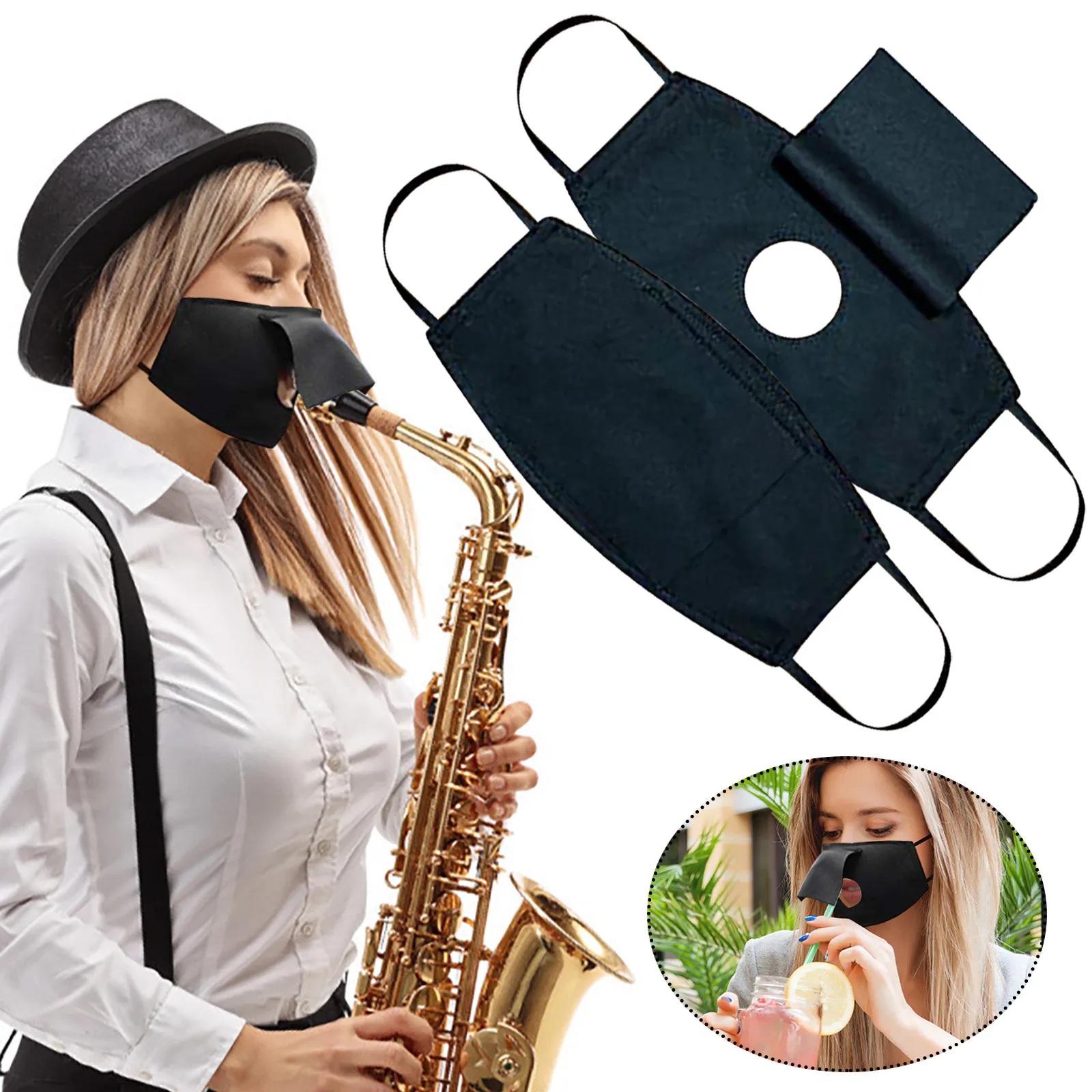 

1 шт. черная хлопковая маска для лица с круглой маской для рта, Пылезащитная маска для ухода за лицом, дышащая маска для лица, борода, Хэллоуин...