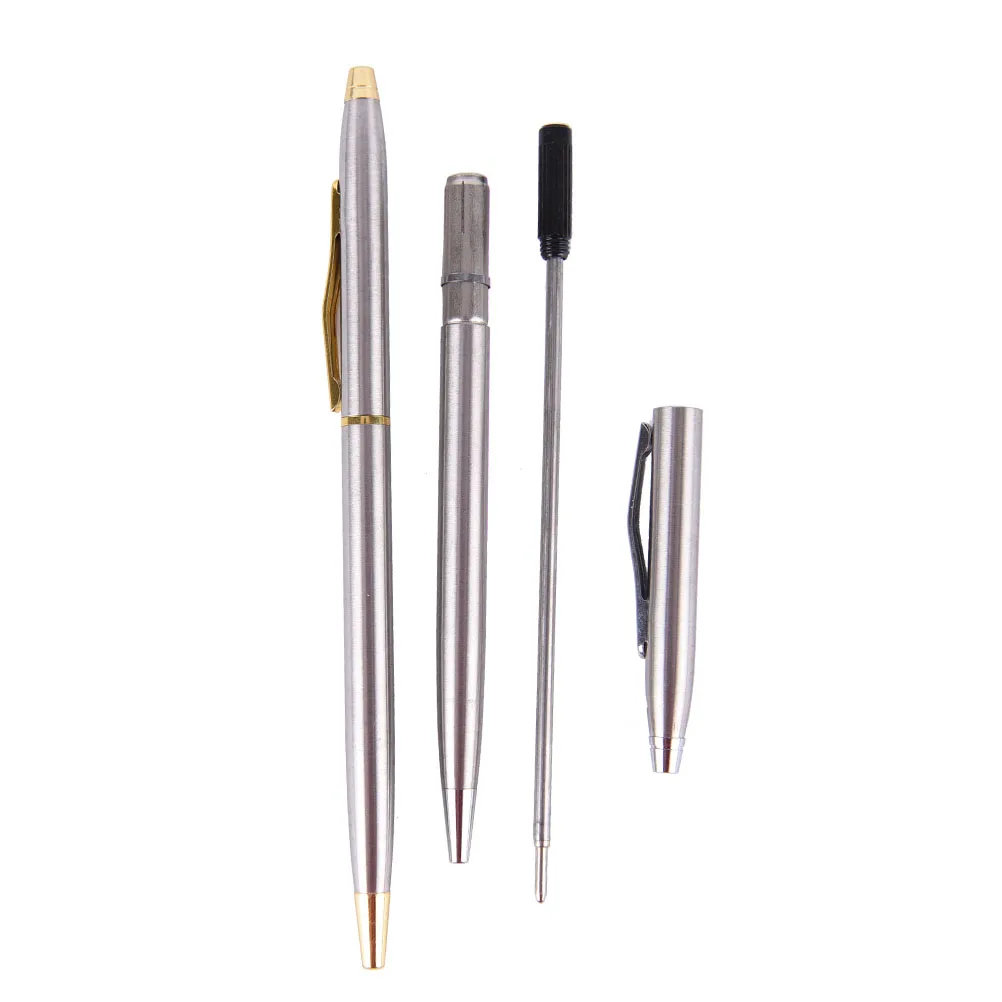 

Ballpoint Pen Stainless Steel Rod Rotating Metal Ball Pen Commercial Ballpoint Pens For School Office Stationery Ink Blue