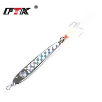 ftk length 828795112mm fish hook luminous coating jiig metal plate 3d eye x with two ad sharp extra strong hook