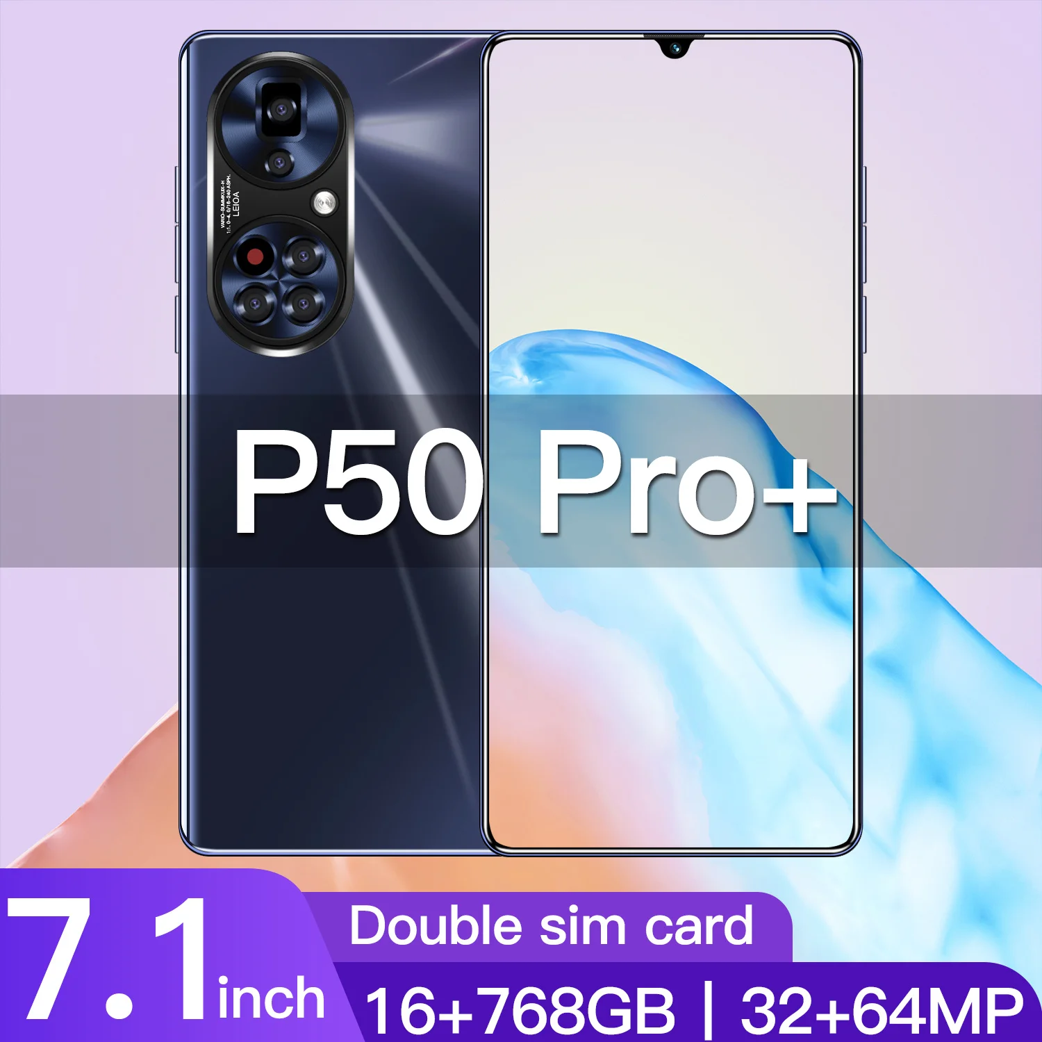 

Smartphone 7.1 inch P50 Pro+ Android10 16GB+768GB 6800mAh Unlocked Mobile Phones 32MP+64MP Camera 5G Cell Phone Global Version