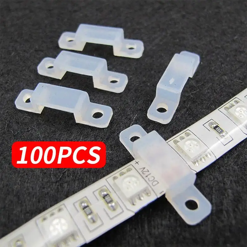 

Durable 100pcs Silicon Fastener Fixer Clip LED Strip Light 5050 5630 Fix RGB Soft Silicone 12mm Home Decor Accessory