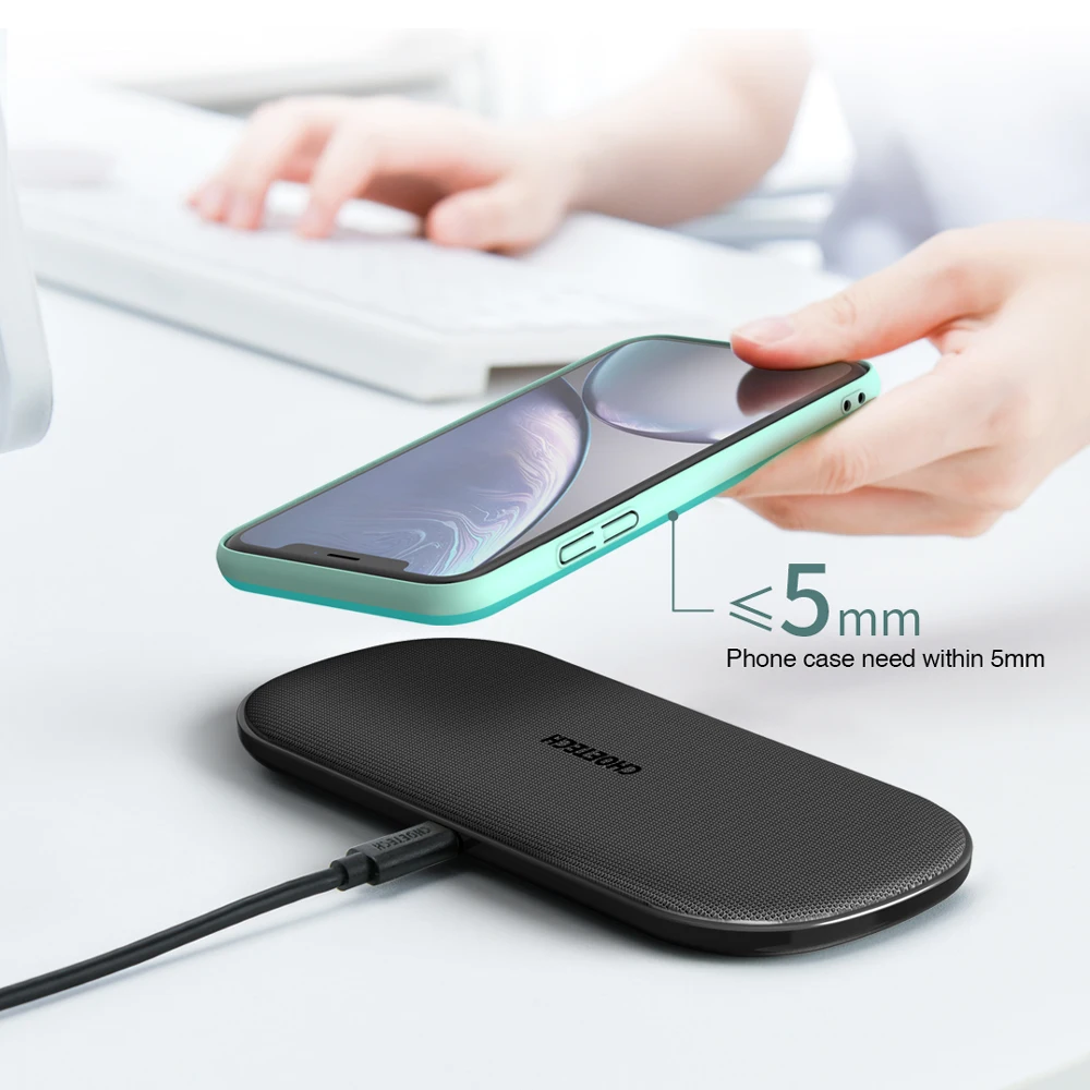 choetech qi fast charging pad wireless charger 18w 5 coils for iphone12 x max 8 pad airpods 2 pro for samsung s20 note 10 s10 free global shipping