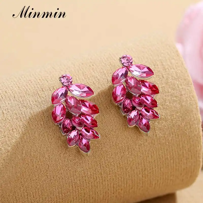 Серьги-подвески Minmin с уникальными розовыми кристаллами для женские блестящие со