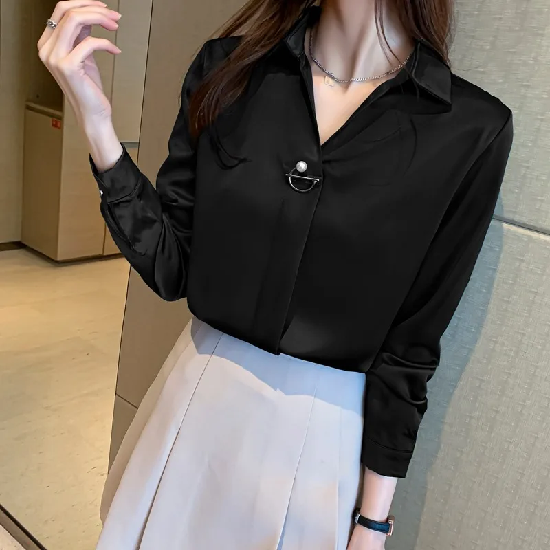 Женская драпированная рубашка деловая одежда высококлассная в гонконгском