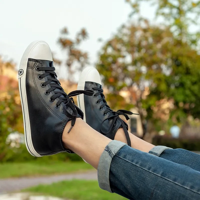 Модные кроссовки из искусственной кожи повседневная Вулканизированная обувь на