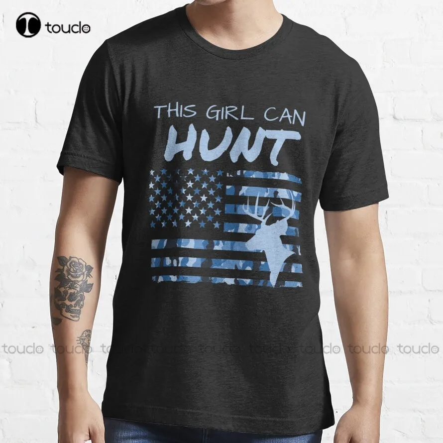 

This Girl Can Hunt American Flag Shirt Sticker T-Shirt Birthday Shirt Custom Aldult Teen Unisex Digital Printing Tee Shirt