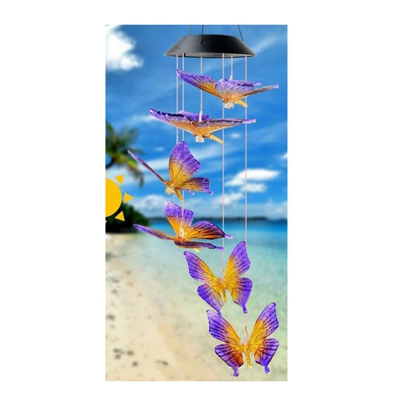 

Solar Wind Chimes for Outside, Wind Chimes Outdoor Clearance, Butterfly Windchimes Outdoors, Color Changing Waterproof