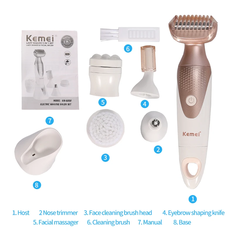 

Kemei-6202 Portable Electric Eyebrow Shaver Stainless Steel Blade Women Facial Massage Professional Painless Shaving Machine