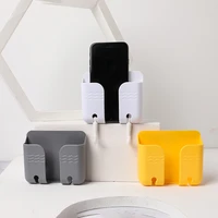wall mounted storage box multifunctional remote control mobile phone punch free wall rack with hook type charging base bracket