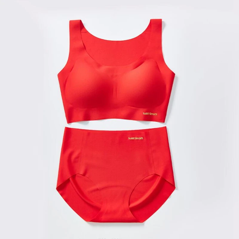 Комплект женского Бесшовного нижнего белья с бюстгальтером пуш-ап | Женская