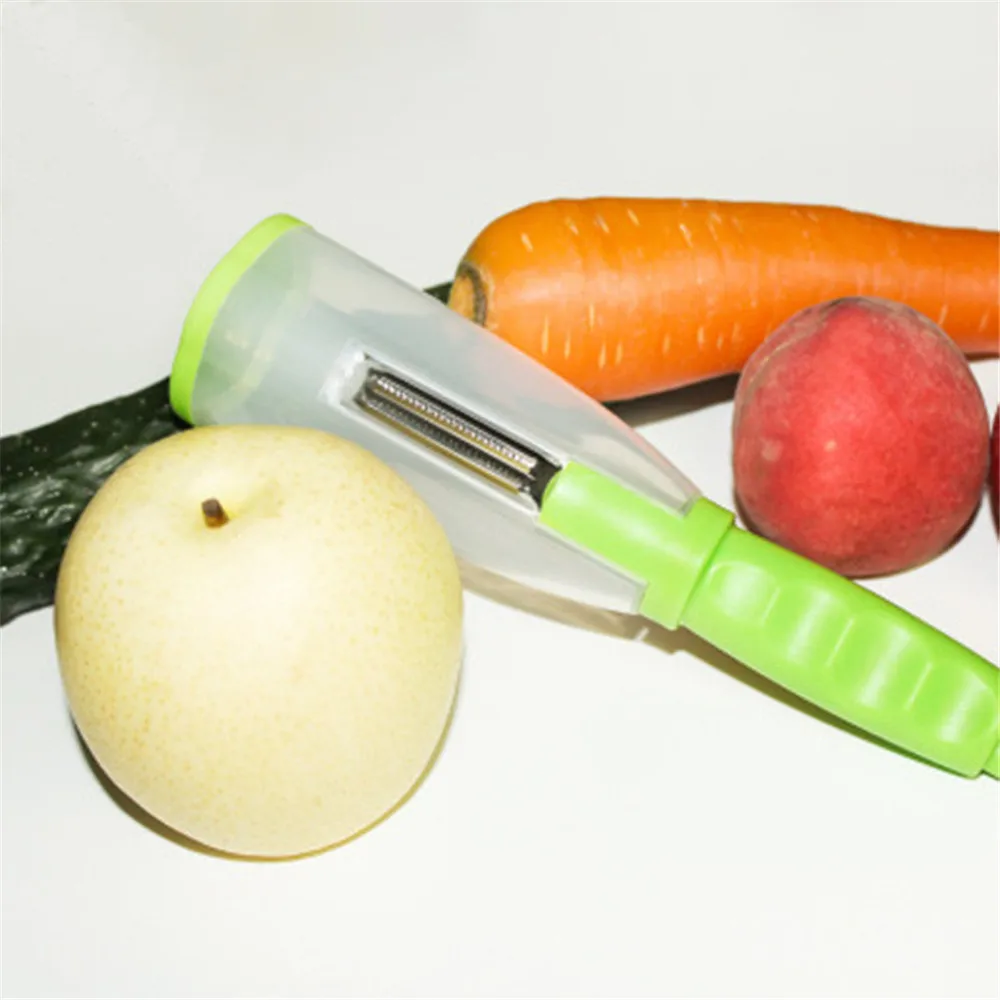 

Vegetable and Fruits Peeler with Container Stainless Steel Blades Potato Carrot Peeler Slicer Peeling Knife Grater Kitchen Tool