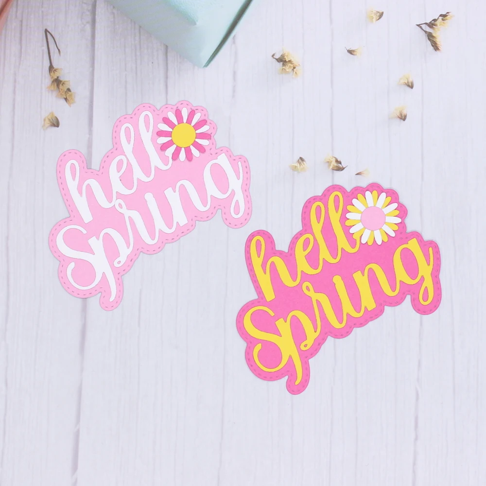 YPPcraft Hello Spring Shadow Words, трафареты для резки металла, трафареты для «сделай сам», скрапбукинг, декоративное тиснение «сделай сам», бумажные открытки