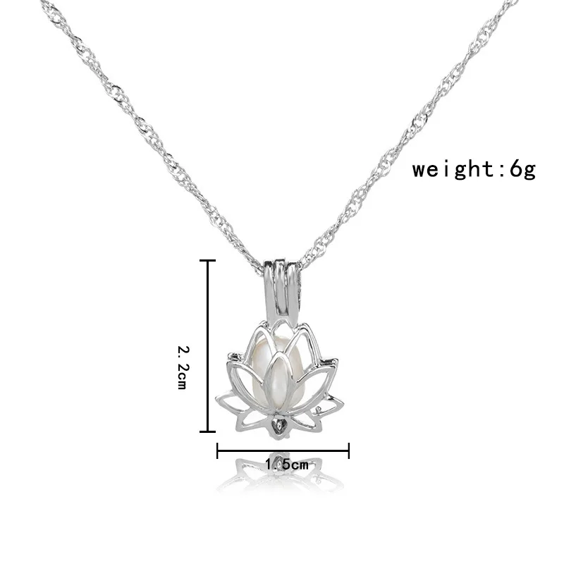 

Luminous Glowing In The Dark Moon Lotus Flower Shaped Pendant Necklace For Women Yoga Prayer Buddhism Jewelry