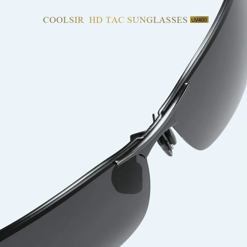 

COOLSIR Sunglasses Men's Aluminum Magnesium Half Frame Polarized Glasses Day and Night Color Change Driving Sunglasses 6115