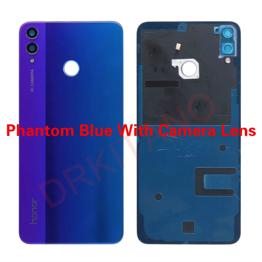 Крышка батарейного отсека Honor 8X JSN-L21 Задняя стеклянная панель Задняя Дверь Корпус чехол для HUAWEI Honor 8X Крышка батарейного отсека с объективом камеры