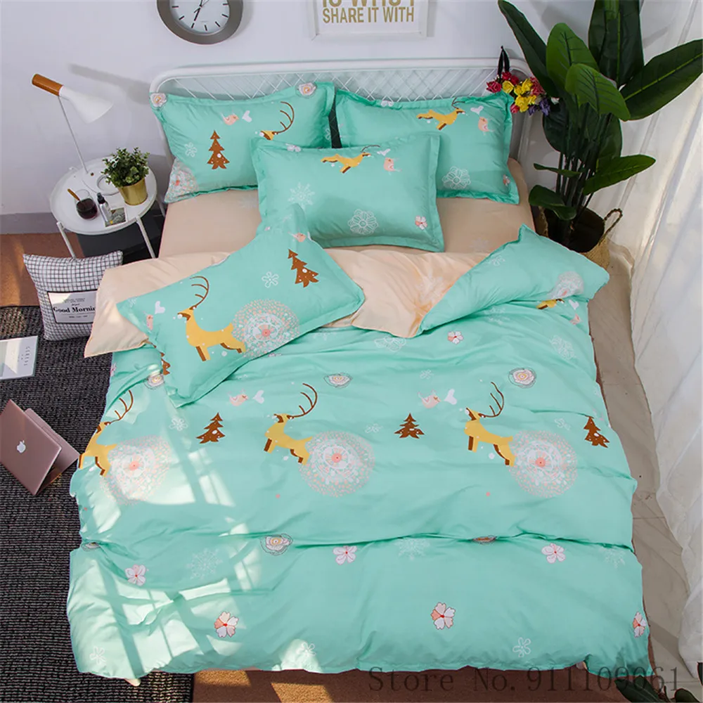 

Elk Deer Bedclothes Duvet Cover Pillowcase Flat Bed Sheet 3/4Pcs Bedding Sets Children Adult Bed Linen King Queen Home Textiles