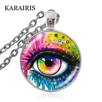 karairis hand craft women eye necklace choker creative charm rainbow colorful paint art craft women glass cabochon eye necklaces