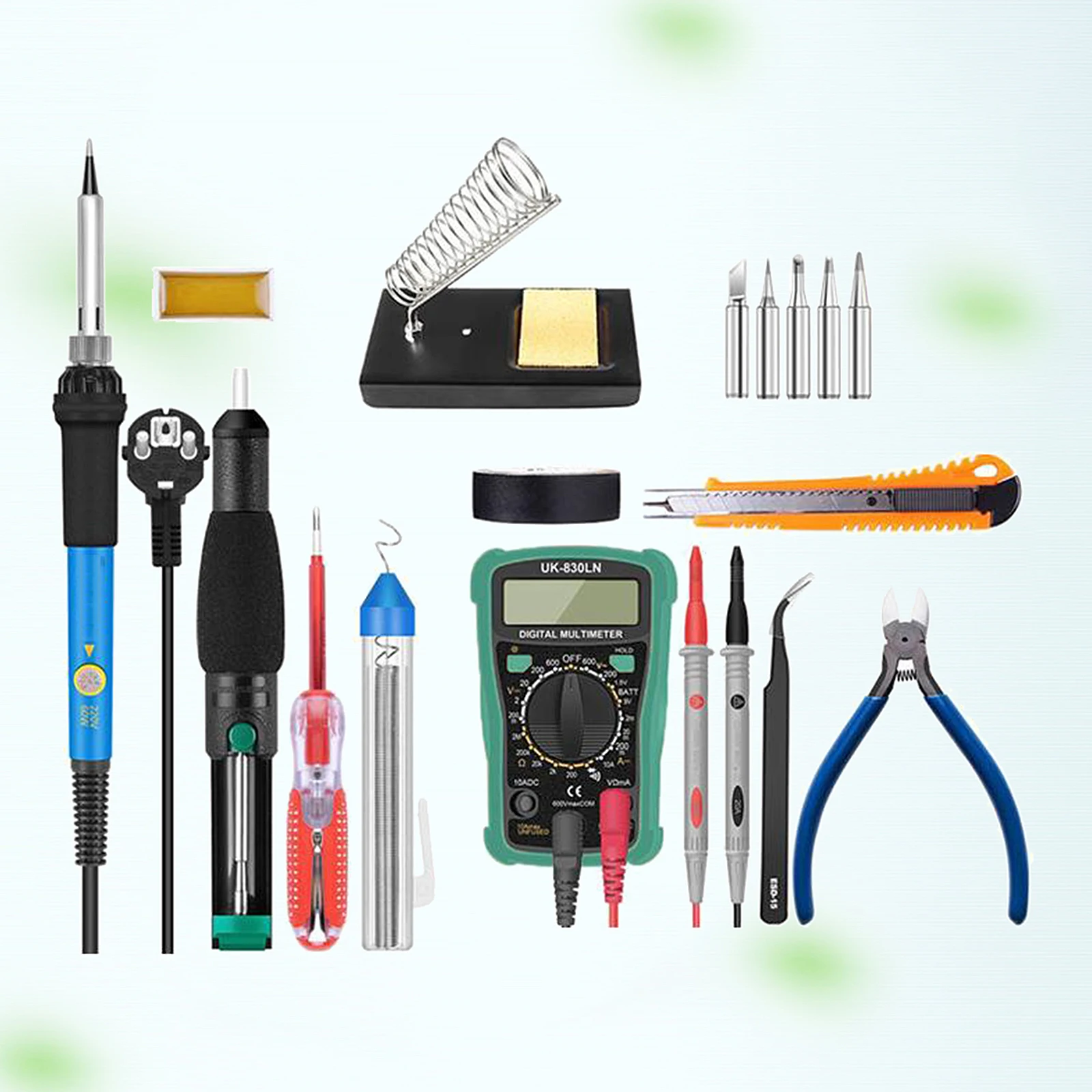 

110V60W Electric Soldering Iron Kit Welding Tool Desoldering Pump Multimeter