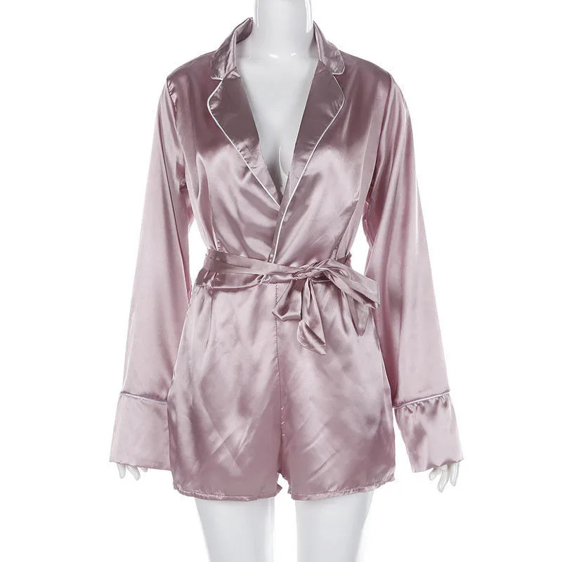 Женская сексуальная пижама с v-образным вырезом комбинезон для женщин однотонная