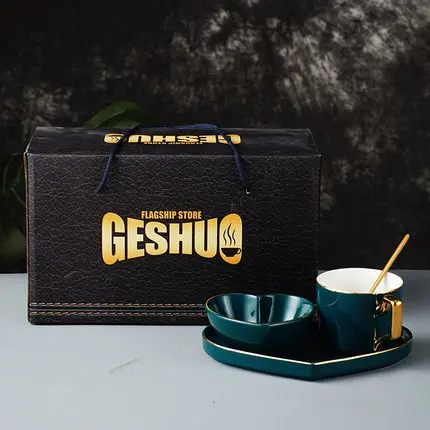 

European Golden Coffee Cup Luxury Glaze Ceramic English Cup Ceramic Nordic Coffee Cup Saucer Pottery Afternoon Tea Gift Box E5
