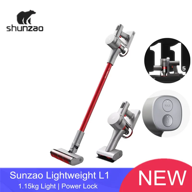 

20000Pa Xiomi Youpin Shunzao Light Weight L1 Handheld Cordless Vacuum Cleaner for House Cleaning 105AW Suction Power Lock Key