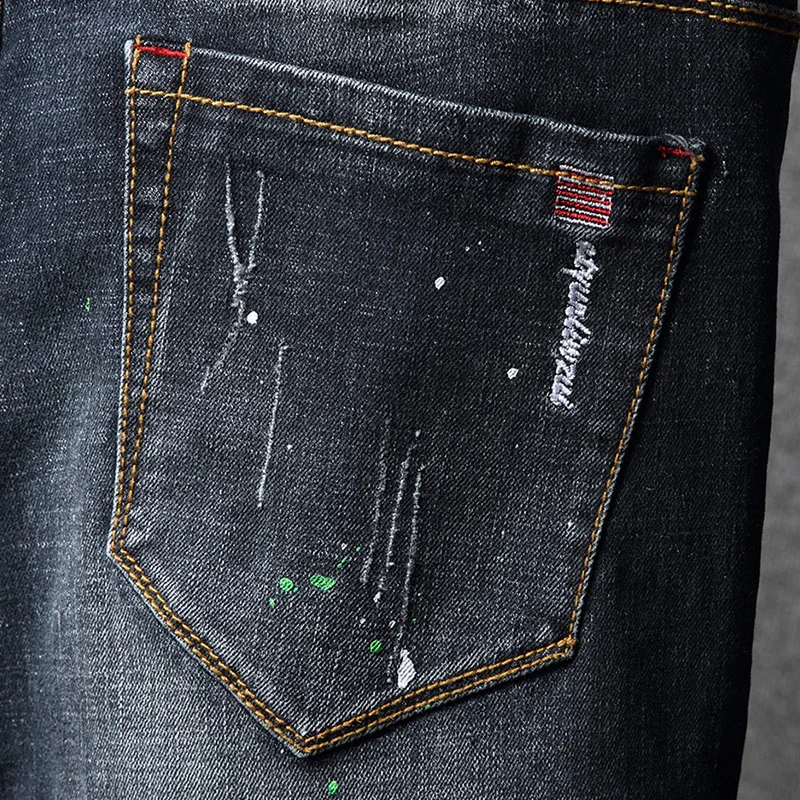 Amazon Men Jeans Stretch Ripped Men's Cultivate Morality Trousers Fashion And Personality | Мужская одежда