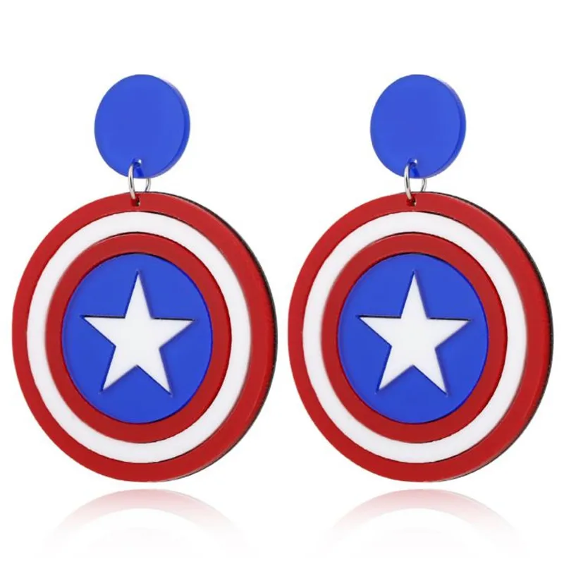 Акриловые сережки-гвоздики с подвеской в стиле фильма Капитан Америка для